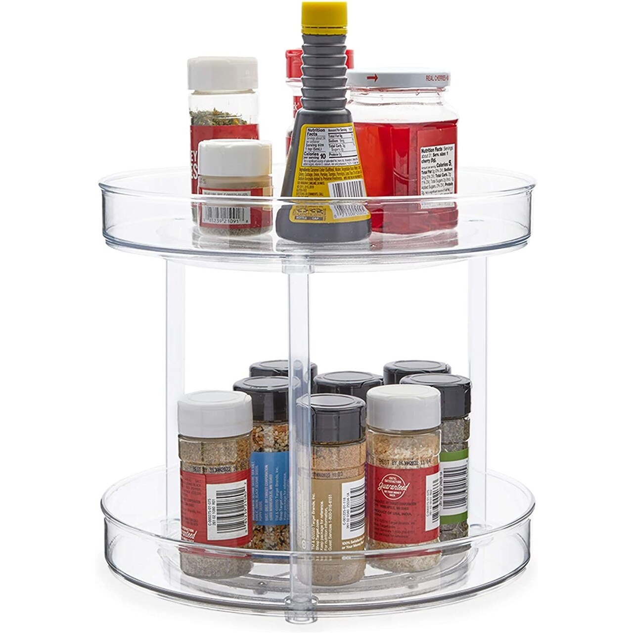 Clear 2 Tier Lazy Susan Turntable Cabinet Organizer, Spinning Spice Rack for Pantry, 10.6 x 7.5 in.